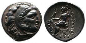 Kings of Thrace, Lysimachos (c.301-297 BC). Drachm AR (17mm-4,12g). Kolophon. In the name and types of Alexander III of Macedon. Head of Herakles righ...