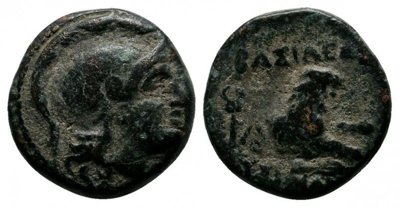 Kings of Thrace, Lysimachos. (305-281 BC.) Æ (13mm-2,26g.) Head of Athena right,...