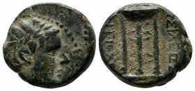 Lydia, Sardeis. Antiochos III. 223-187BC. Æ (8,48gr-18mm). Laureate head of Apollo right. / BAΣΙΛΕΩΣ ANTIOXOY. Tripod. SC 971; Hoover 468; Newell WSM ...