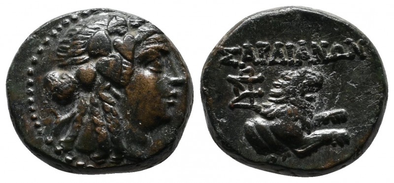Lydia, Sardes. c.133 BC-AD 14. Æ (16mm-5.29g). Wreathed head of Dionysos right /...