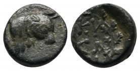 Mysia, Kyzikos. 2nd-1st centuries BC. Æ (10mm-1.70g). Bull’s head right / CA within wreath. Cf. Von Fritze III 25-7; cf. SNG France 480-8.