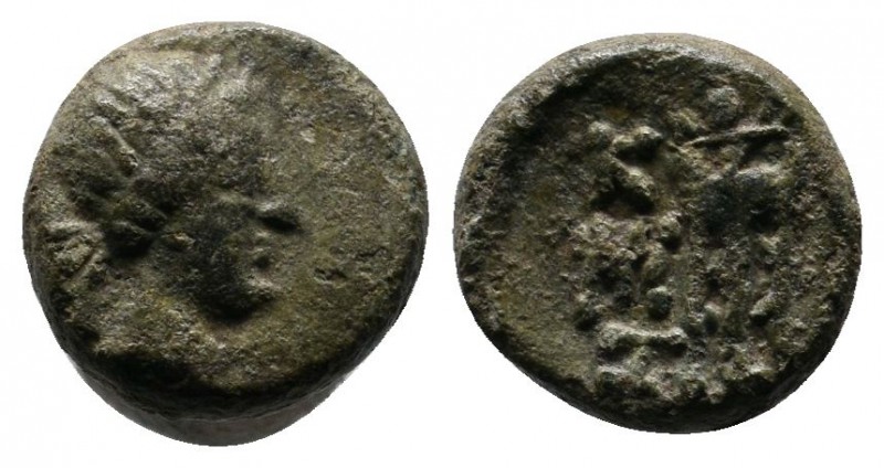 Mysia, Kyzikos. 3rd century BC. Æ (9mm-1,19g). Head of Kore Soteira right. / K-Y...