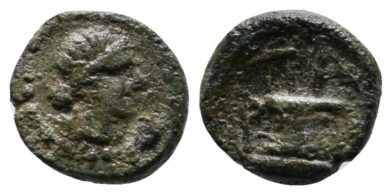 Mysia, Parion. (c.4th century BC.) Æ (10mm-0,88g). Bust of Artemis right, bow an...