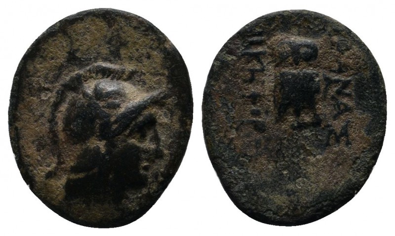 Mysia, Pergamon. c.133-50. Æ (13mm-1,23g). Helmeted head of Athena right. / ΑΘΗΝ...