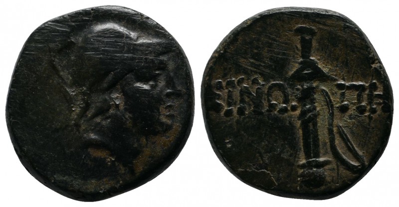 Paphlagonia, Sinope c.105-90 BC. Æ (19mm-6,97g). Head of Ares right / Sword in s...