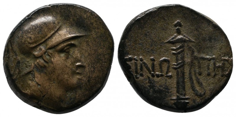 Paphlagonia, Sinope c.105-90 BC. Æ (19mm-7.84g). Head of Ares right / Sword in s...