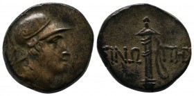 Paphlagonia, Sinope c.105-90 BC. Æ (19mm-7.84g). Head of Ares right / Sword in sheath. SNG BM 1528-1530; HGC 7, 418.
