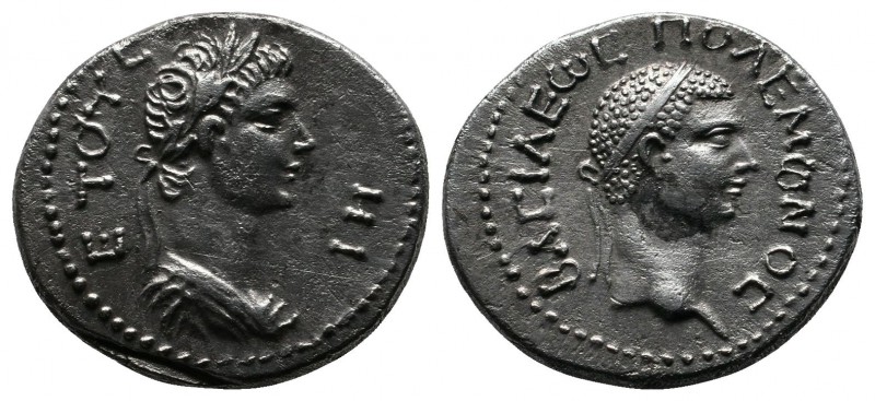 Pontic Kingdom. Polemo II (AD 38-64), with Britannicus (?). AR drachm (17mm-3.43...