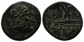 Pontos, Amaseia. (c.85-65 or 80-70 BC). Struck under Mithradates VI Eupator. Æ (20mm-7,37g). Laureate head of Zeus right. / AMAΣΣEIAΣ. Eagle standing ...
