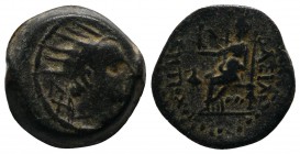 Seleukid Kingdom. Antiochos IV Epiphanes (175-164 BC). Æ (15mm-4.60g). Seleukeia. Radiate and diademed head right. Control: in left field, monogram AX...