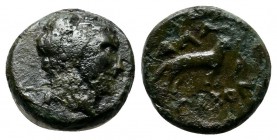 Thrace, Alopeconnesos (c.400-300 BC.) Æ (12mm-2g). Laureate head of Apollo right. / AΛΩ - ΠEKON. Fox standing right; barley grain to right. Yarkin, Th...