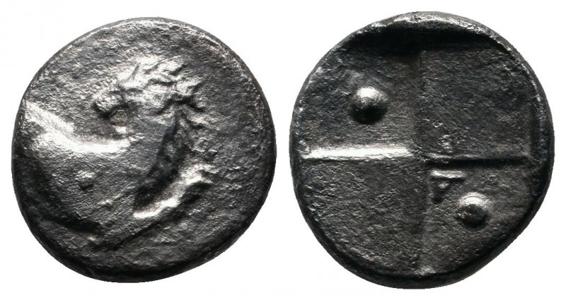 Thrace, Chersonesos. (c.386-338 BC.) AR Hemidrachm (12mm-1,82g). Forepart of lio...