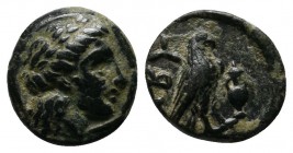 Troas, Abydos, c.400-280 BC. Æ (10mm-1.12g). Laureate head of Apollo right. / Eagle standing right; amphora to right. SNG Copenhagen 22.