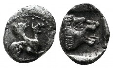 Troas, Assos. 5th century BC. AR Obol (9mm-0.48g). Griffin right / Lion head right within incuse square. Weber 5318; BMC 3.