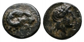 Troas, Kebren. c.387-310 BC. Æ (9mm-0.81 g). Head of ram right / Laureate head of Apollo right. Lazzarini Series 4; SNG Copenhagen 263–5.