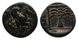 Troas, Skepsis. (4th-3rd centuries BC), Æ (8mm-0.60g). Rhyton with forepart of Pegasos right. / Fir tree within linear square border. SNG von Aulock 1...
