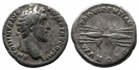 Antoninus Pius, AD 138-161. AR Denarius (16mm-3.47g). Rome. ANTONINVS AVG PIVS P P TRP COS III, laureate head right / PROVIDENTIAE DEORVM, winged thun...