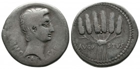 Augustus, AR Cistophoric (25mm-11.21g). Tetradrachm of Ephesus, Ionia. c.25 BC. IMP CAESAR, bare head of Augustus right / AVGVSTVS, bunch of six ears ...