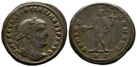 Diocletianus 284-305 AD. Æ (27mm-10,56g). Cyzicus mint. IMP C C VAL DIOCLETIANVS P F AVG. Head of Diocletian, laureate, right. / GENIO POPV-LI ROMANI....