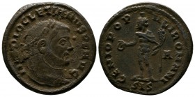 Diocletianus 284-305 AD. Æ (27mm-9,57g). Siscia mint. Struck 299 AD. IMP DIOCLETIANVS P F AVG. Laureate head right / GENIO POP-VLI ROMANI. Genius stan...