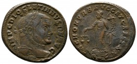 Diocletianus 284-305 AD. Æ (28mm-10,46g). Rome mint. Struck 303-5 AD. IMP C DIOCLETIANVS P F AVG. Laureate head right / SAC MON VRB AVGG ET CAESS NN. ...