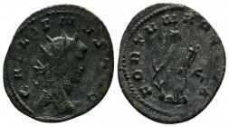 Gallienus, AD 253-268. Antoninianus (21mm-1.98g). Siscia, AD 265-7. Radiate head right. / Fortuna standing facing, head left, holding cornucopia and r...