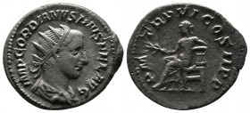 Gordian III. 238-244 AD. AR Antoninianus (21mm-3,29g). Rome mint. Struck 242-3 AD. IMP GORDIANVS PIVS FEL AVG. Radiate, draped and cuirassed bust righ...