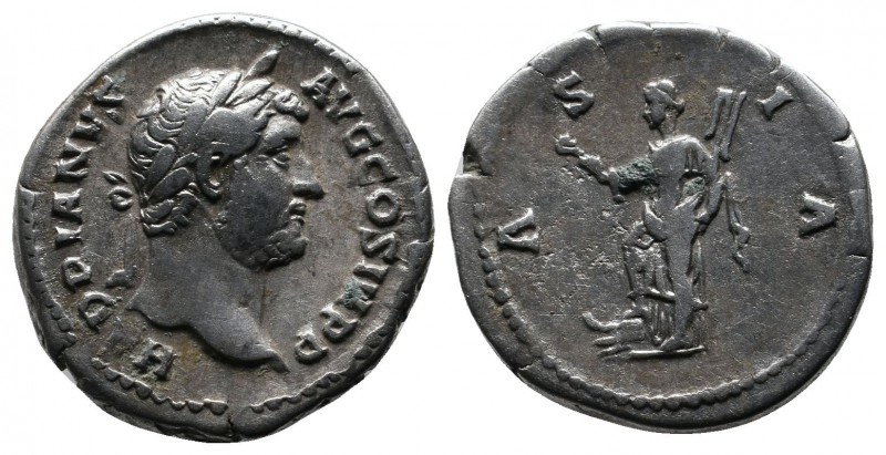 Hadrian. AD 117-138. AR Denarius (18mm-3.40g). "Travel series" issue. Rome. Stru...