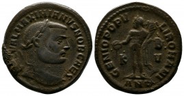 Maximianus 286-305 AD. Æ (27mm-10,12g). Antiochia mint, 300-1 AD. GAL VAL MAXIMIANVS NOB CAES. / GENIO POPV-LI ROMANI. Genius standing left, holding p...