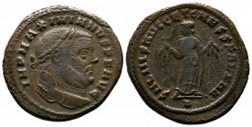Maximianus 286-305 AD. Æ (28mm-9,07g). Carthage mint. Struck c.299-303 AD. IMP MAXIMIANVS P F AVG. Laureate head right. / SALVIS AVGG ET CAESS FEL KAR...