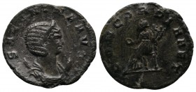 Salonina (wife of Gallienus), c.256-257 AD. Antoninianus, Æ (20mm-2,83g). SALONINA AVG. Diademed, draped bust right on crescent. / CONCORDIA AET. Conc...