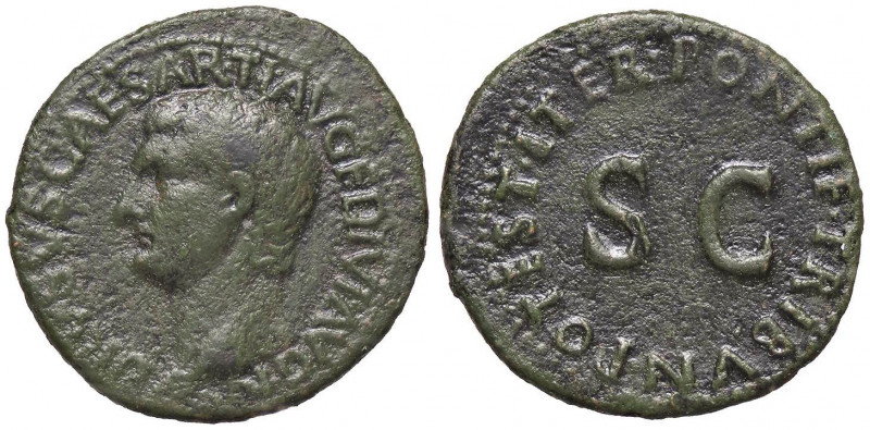 ROMANE IMPERIALI - Druso († 23) - Asse - Testa a s. /R SC entro corona C. 2; RIC...