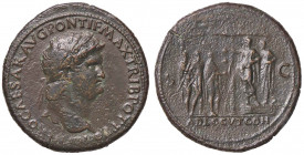 ROMANE IMPERIALI - Nerone (54-68) - Sesterzio - Testa laureata a d. con l'egida /R Nerone su palco a d. accompagnato da un prefetto arringa tre soldat...