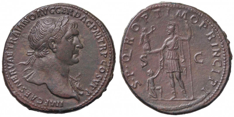 ROMANE IMPERIALI - Traiano (98-117) - Sesterzio - Busto laureato a d. /R Roma st...