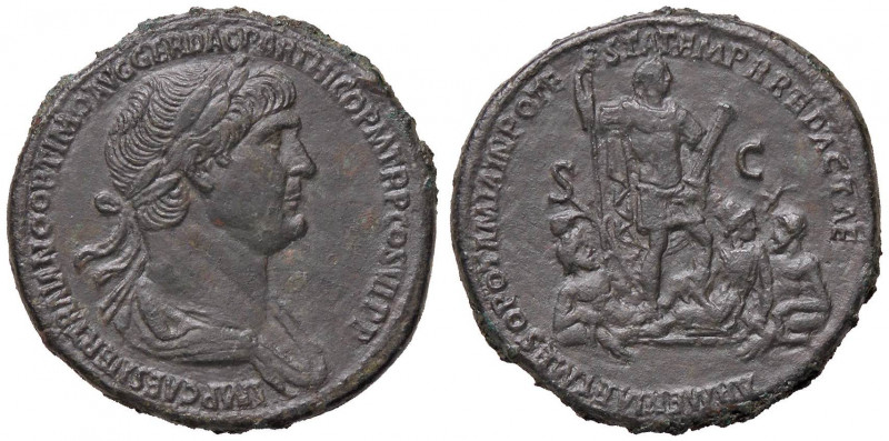 ROMANE IMPERIALI - Traiano (98-117) - Sesterzio - Busto laureato e drappeggiato ...