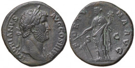 ROMANE IMPERIALI - Adriano (117-138) - Sesterzio - Busto laureato a d. /R La Fortuna stante a s. con timone su globo e cornucopia C. 763 (AE g. 22,31)...