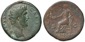 ROMANE IMPERIALI - Elio (136-138) - Sesterzio - Testa a d. /R La Concordia seduta a s. con patera, si appoggia ad una cornucopia C. 7 (12 Fr.) (AE g. ...