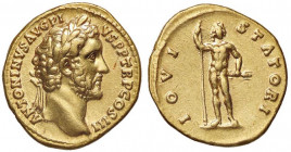 ROMANE IMPERIALI - Antonino Pio (138-161) - Aureo - Testa laureata a d. /R Giove stante con fulmine e scettro C. 458; RIC 72c (AU g. 7,11) Metallo bri...