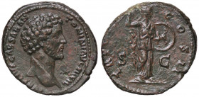 ROMANE IMPERIALI - Marco Aurelio (161-180) - Asse - Testa a d. /R Pallade stante a d. con lancia e scudo C. 622 (AE g. 11,62) Ritocchi
SPL

Ritocch...
