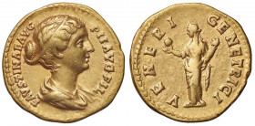 ROMANE IMPERIALI - Faustina II (moglie di M. Aurelio) - Aureo - Busto drappeggiato e diademato a d. /R Venere stante a s. con mela e infante in fasce ...