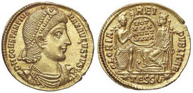 ROMANE IMPERIALI - Costanzo II (337-361) - Solido (Tessalonica) - Busto diademato e drappeggiato a d. /R Roma e Costantinopoli sedute di fronte reggon...
