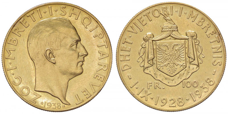 ESTERE - ALBANIA - Zogu I (1925-1939) - 100 Franchi 1938 Mont. 22 (AU g. 32,27)...