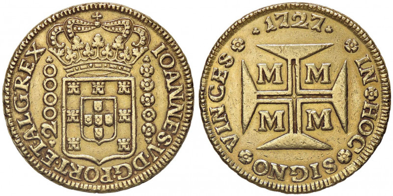 ESTERE - BRASILE - Joao V (1706-1750) - 20.000 Reis 1727 Kr. 117 RR (AU g. 53,84...