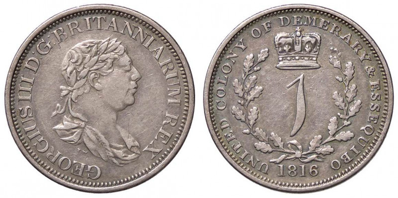 ESTERE - ESSEQUIBO & DEMERARY - Giorgio III (1760-1820) - Guilder 1816 Kr. 13 AG...