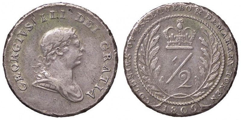 ESTERE - ESSEQUIBO & DEMERARY - Giorgio III (1760-1820) - Mezzo guilder 1809 Kr....
