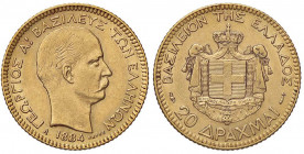ESTERE - GRECIA - Giorgio I (1863-1913) - 20 Dracme 1884 Kr. 56 (AU g. 6,43) Segno al ciglio
BB-SPL

Segno al ciglio