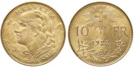 ESTERE - SVIZZERA - Confederazione - 10 Franchi 1922 Kr. 36 (AU g. 3,21) Eccezionale
FDC

Eccezionale