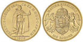 ESTERE - UNGHERIA - Francesco Giuseppe (1848-1916) - 100 Corone 1908 Riconio Kr. 491 (AU g. 33,9)
FDC