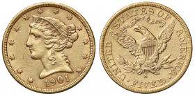 ESTERE - U.S.A. - 5 Dollari 1901 S - Liberty Kr. 101 (AU g. 8,34)
qSPL
