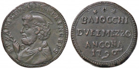 ZECCHE ITALIANE - ANCONA - Pio VI (1775-1799) - Sampietrino 1796 CNI 3; Munt. 144 R (CU g. 17,36) Ottima conservazione per il tipo
SPL+

Ottima con...